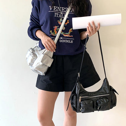 Women PU Leather Multi-Pocket Tote Bag