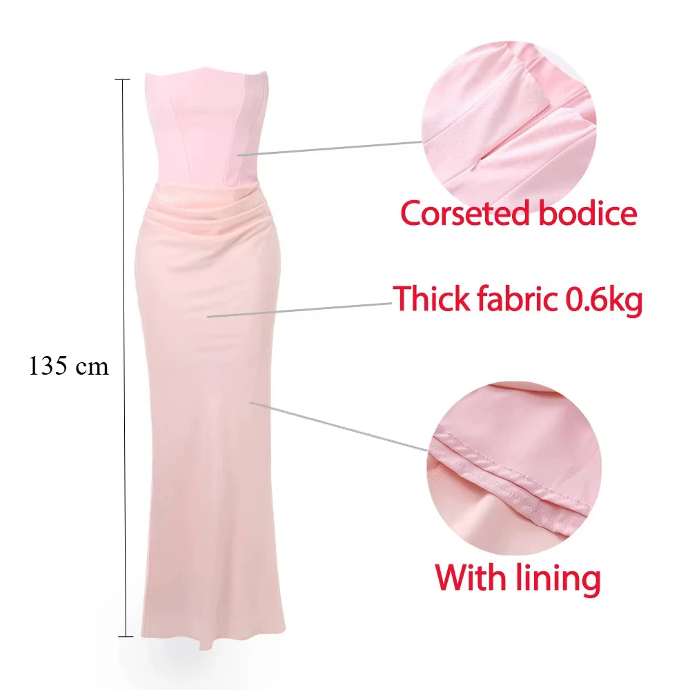 Elegant Strapless Satin Evening Dress