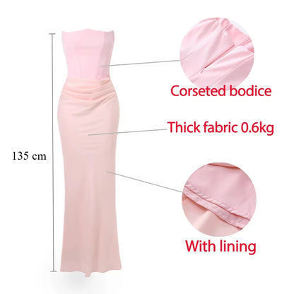 Elegant Strapless Satin Evening Dress
