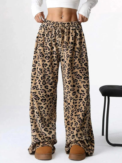 Flannel Leopard Print Sleeping Pants