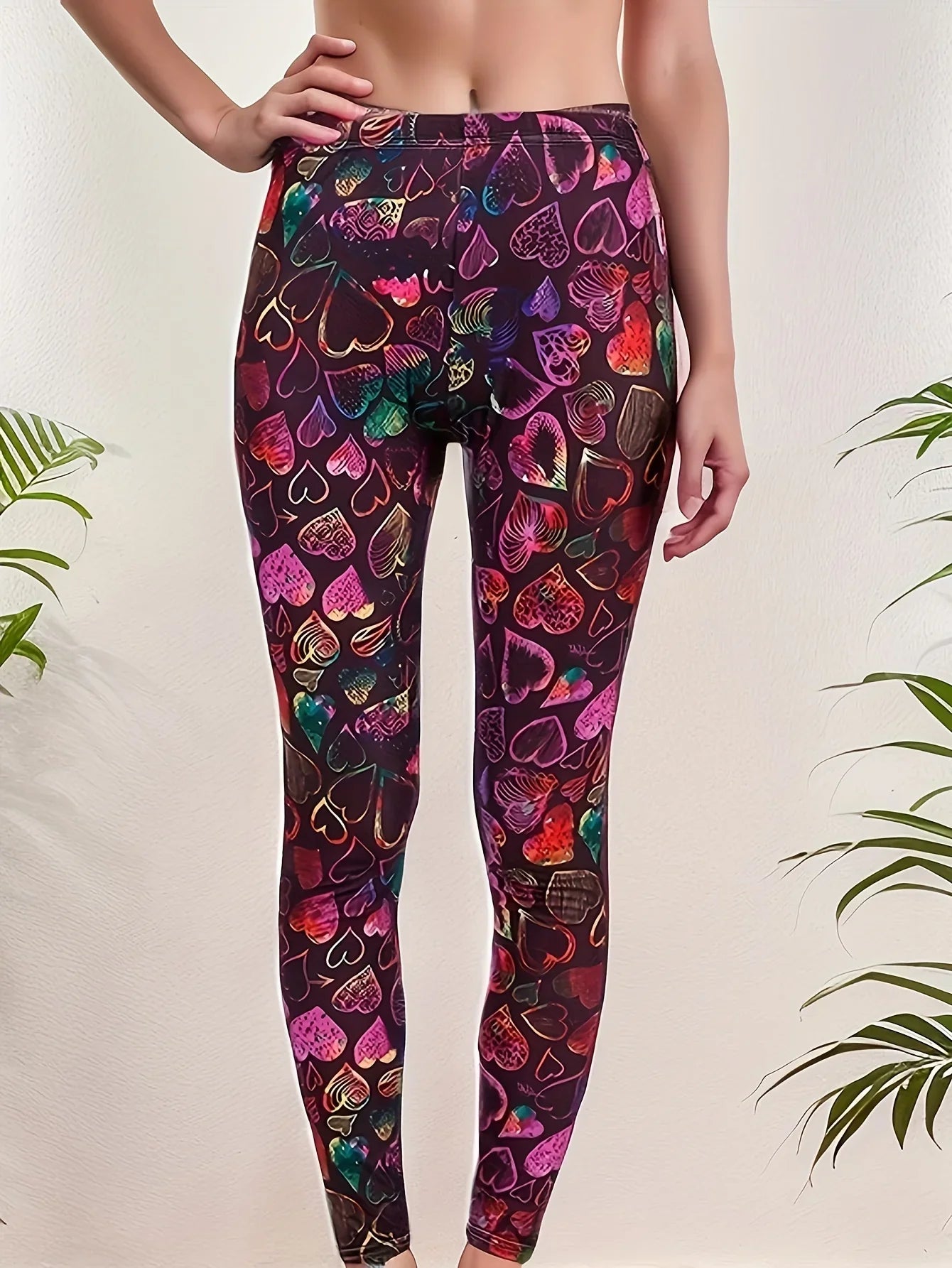 Heart-shaped print leggings