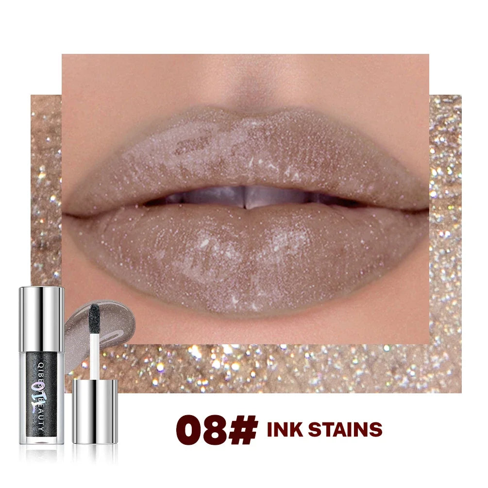 Qibest 8-Color Shimmer Glitter Lip Gloss