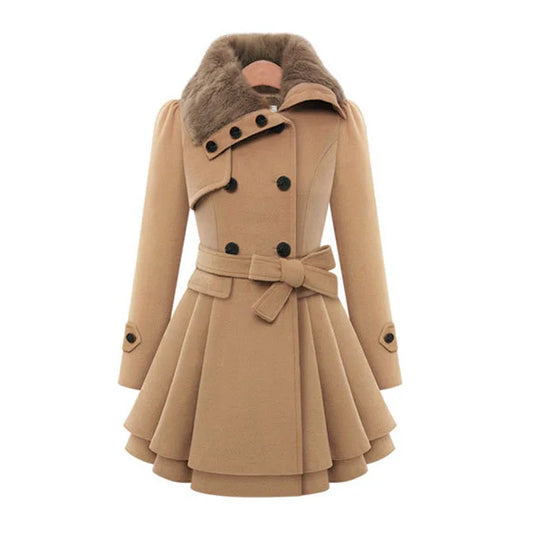 Women Slim Long Tweed Coat