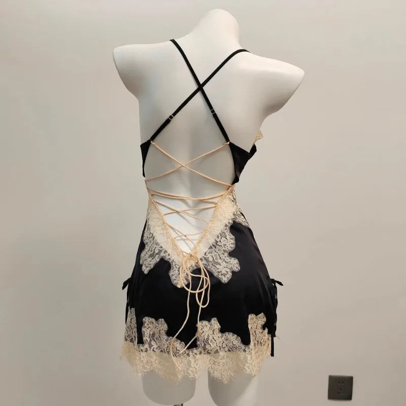 Sexy Ice Silk Lace Pajamas