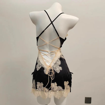 Sexy Ice Silk Lace Pajamas