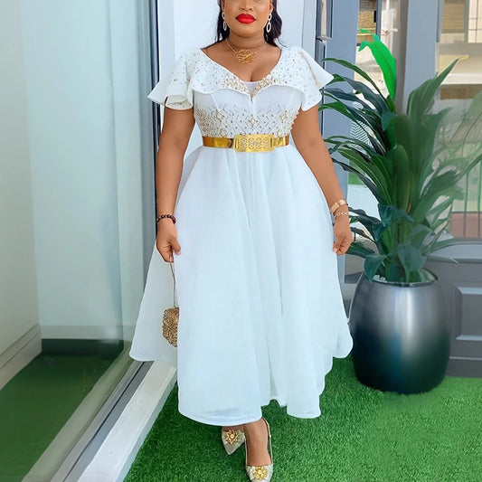 Elegant Ruffle Sleeve Party Dress