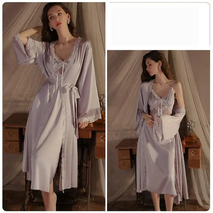 Women's Luxury Silky Robe & Slip Dress Set