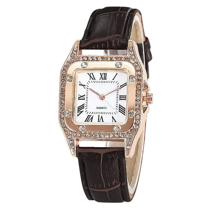 Elegant Women Leather Watch Set