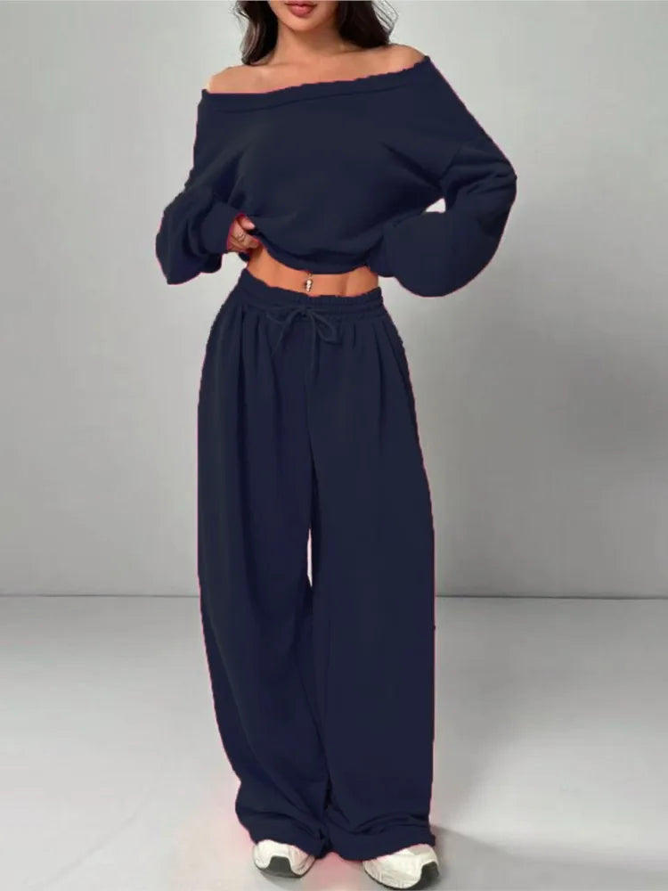 Slanted Shoulder Two-Piece Set