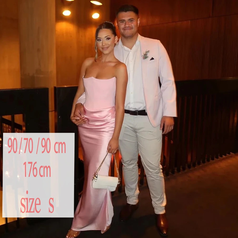 Elegant Strapless Satin Evening Dress