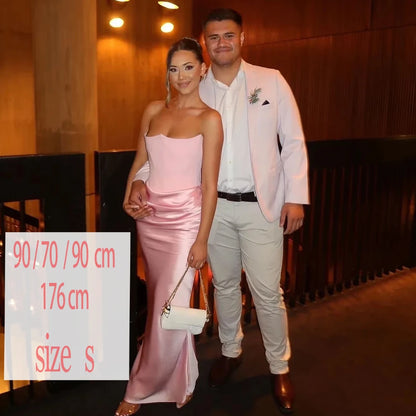 Elegant Strapless Satin Evening Dress