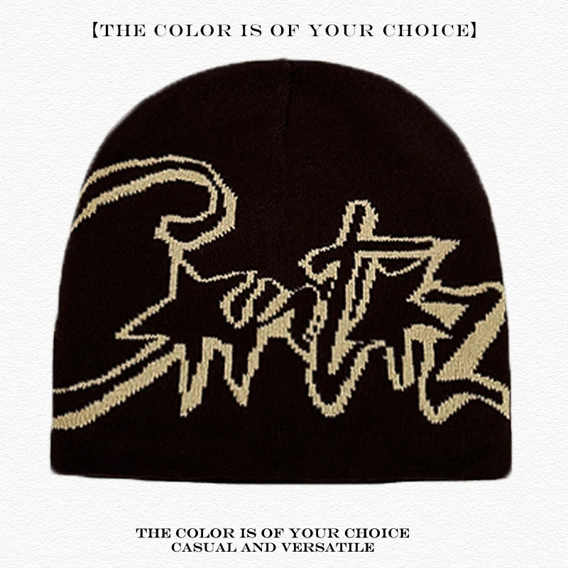 Leopard Print Letter Knit Beanie