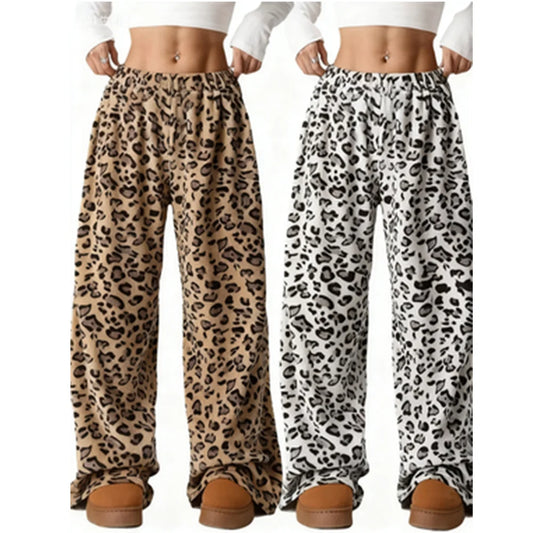 Flannel Leopard Print Sleeping Pants