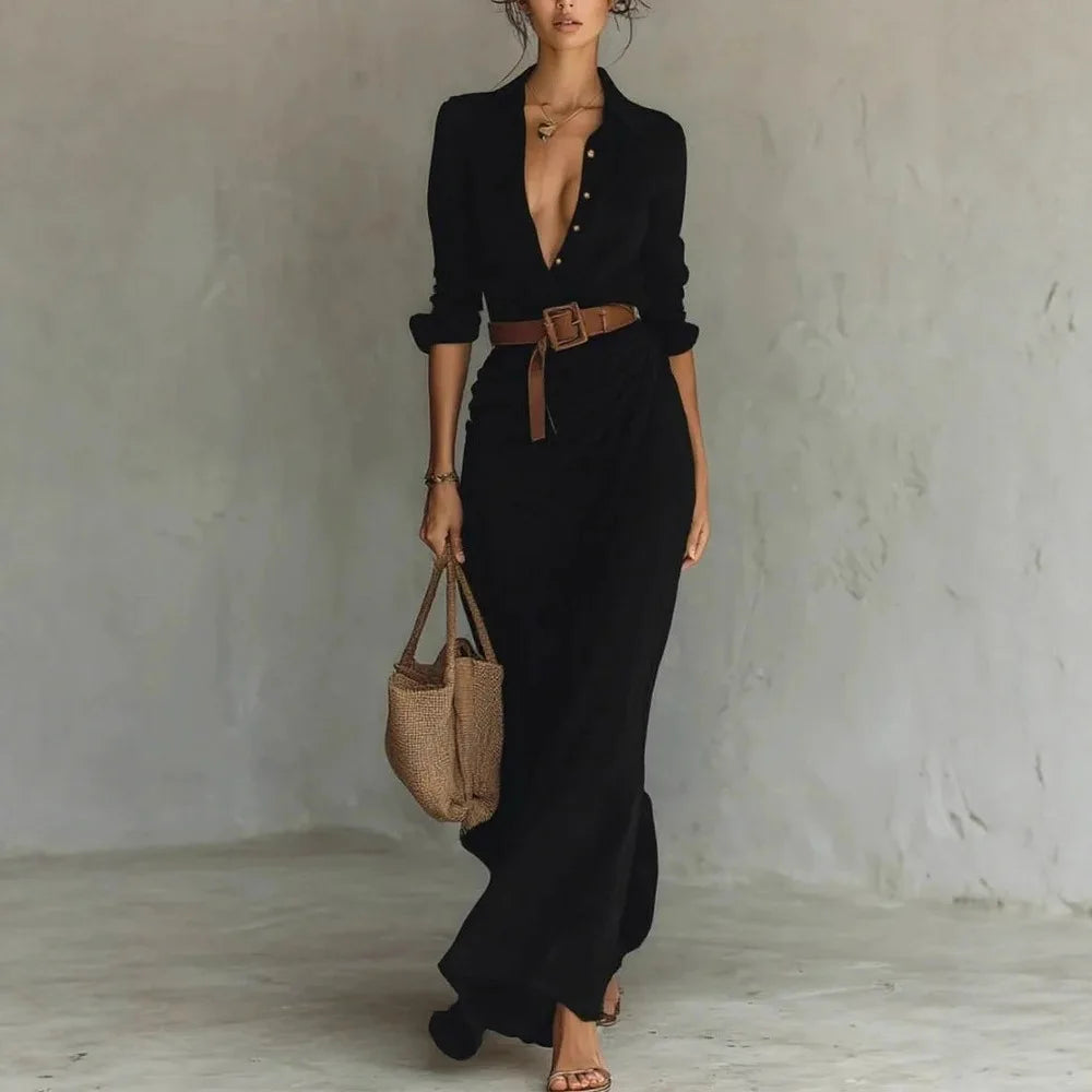 Elegant V-Neck Long Dress