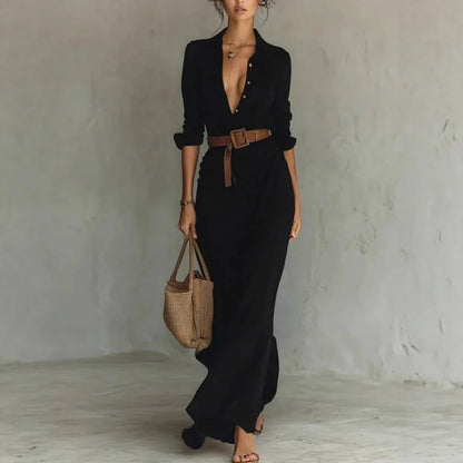 Elegant V-Neck Long Dress