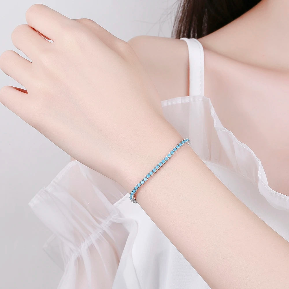 Turquoise Silver Tennis Bracelet