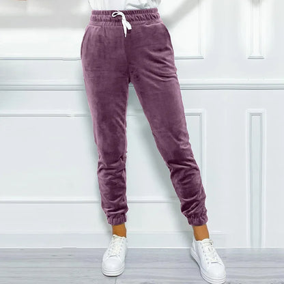 Velvet Drawstring Warm Jogger Pants