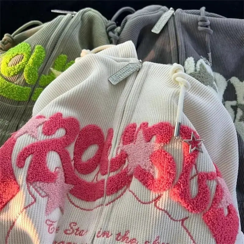 Embroidered Zip-Up Hoodie