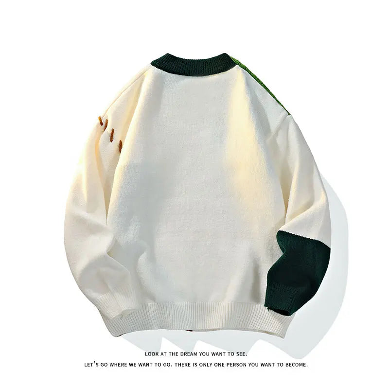 Korean Patchwork Knit Sweater