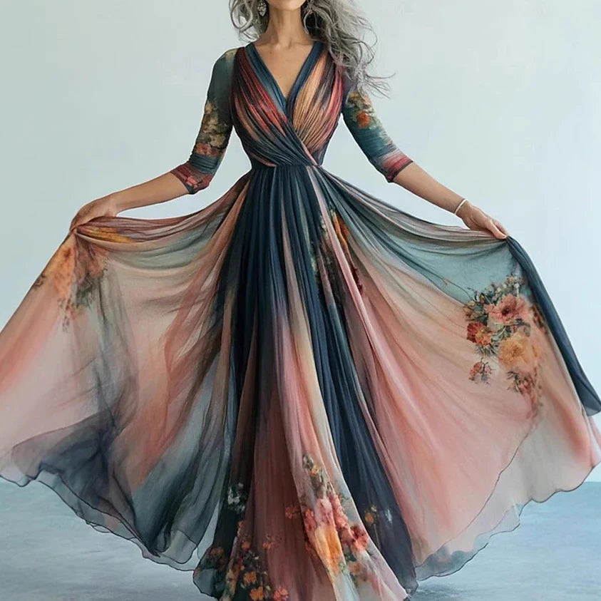 Bohemian Floral Mesh Dress