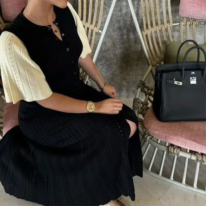 Elegant White Knit Maxi Dress