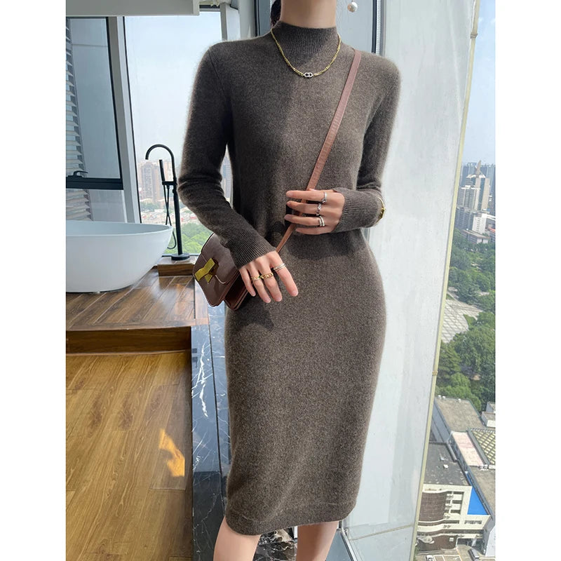 Pure Wool Knit Sweater Dress