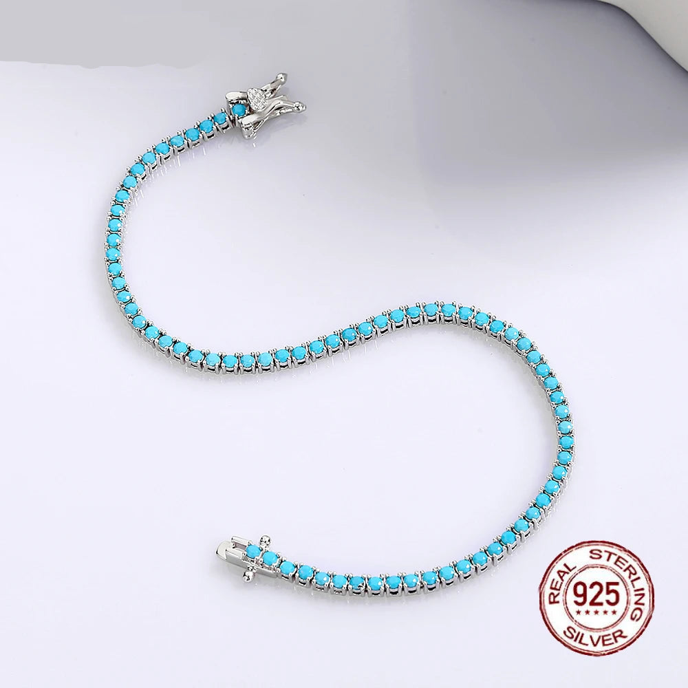 Turquoise Silver Tennis Bracelet