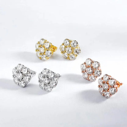 Flower Cluster Moissanite Earrings