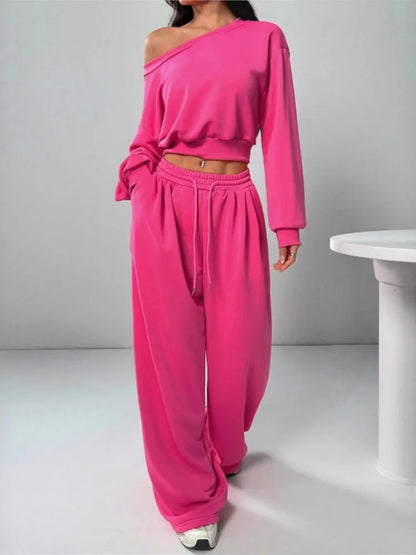 Slanted Shoulder Two-Piece Set