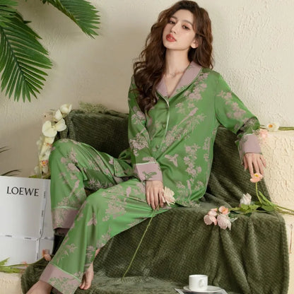 Women Pajamas Set with Large Collar