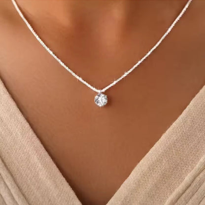 Crown Moissanite Silver Necklace