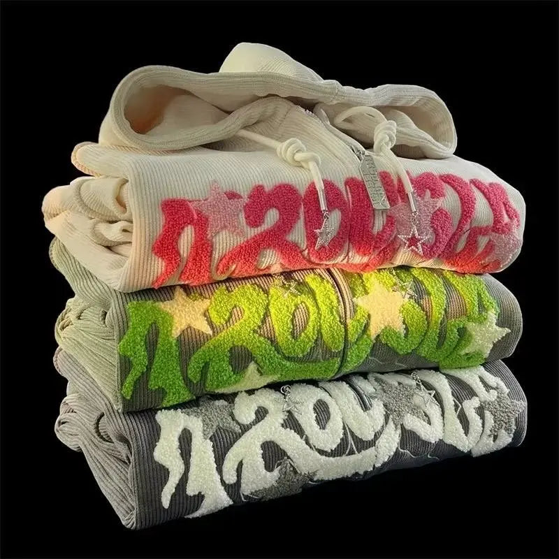 Embroidered Zip-Up Hoodie