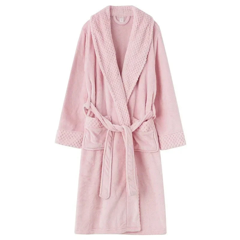 Warm Coral Fleece Bathrobe