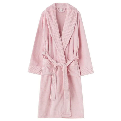 Warm Coral Fleece Bathrobe