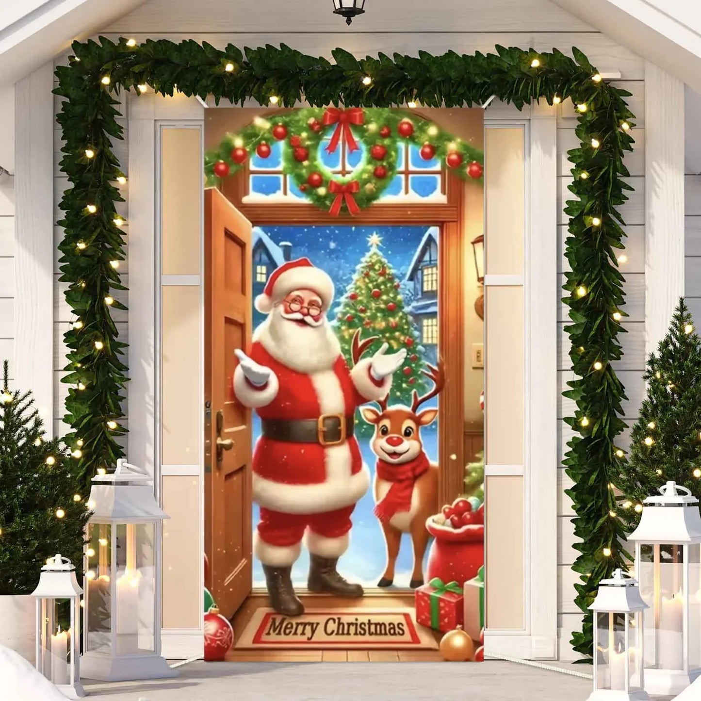 Cute Animals Christmas Door Cover