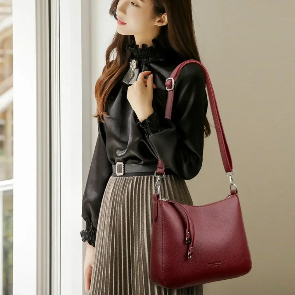 Soft Leather Shoulder Crossbody Bag