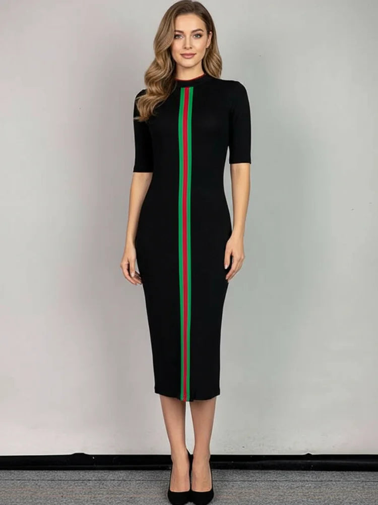 Contrast Striped Bodycon Dress