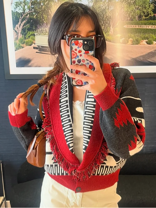 Tassel Patchwork Cardigan