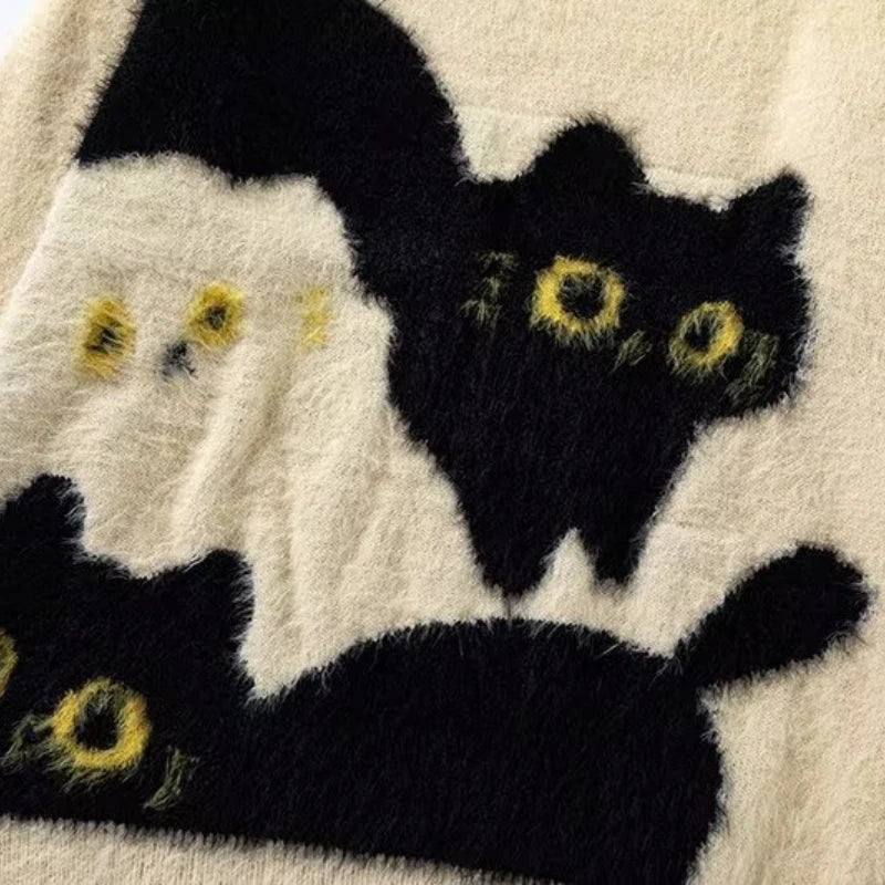 Cat Pattern Retro Sweater