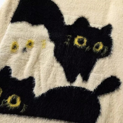Cat Pattern Retro Sweater