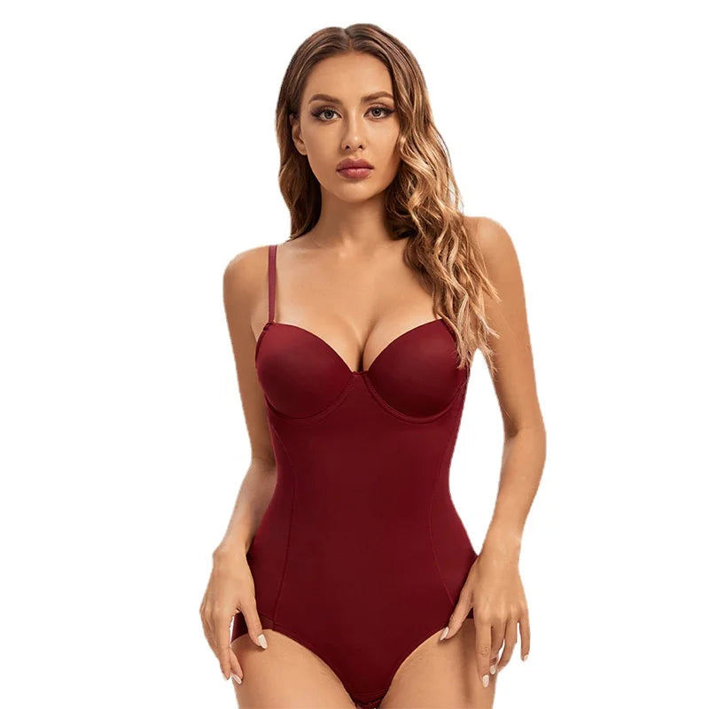 Underwire Wine Bodysuit Shapewear