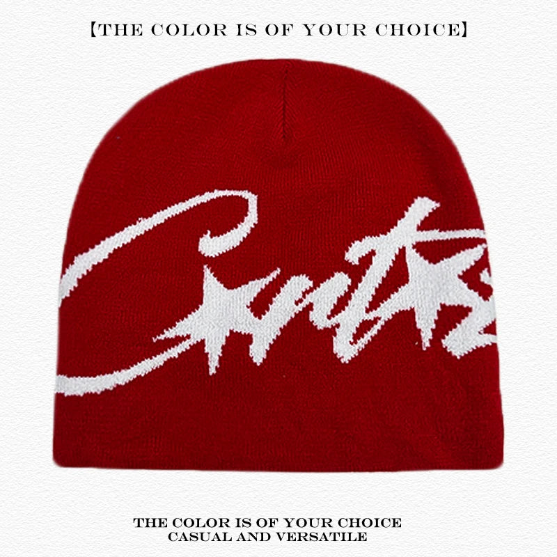 Leopard Print Letter Knit Beanie