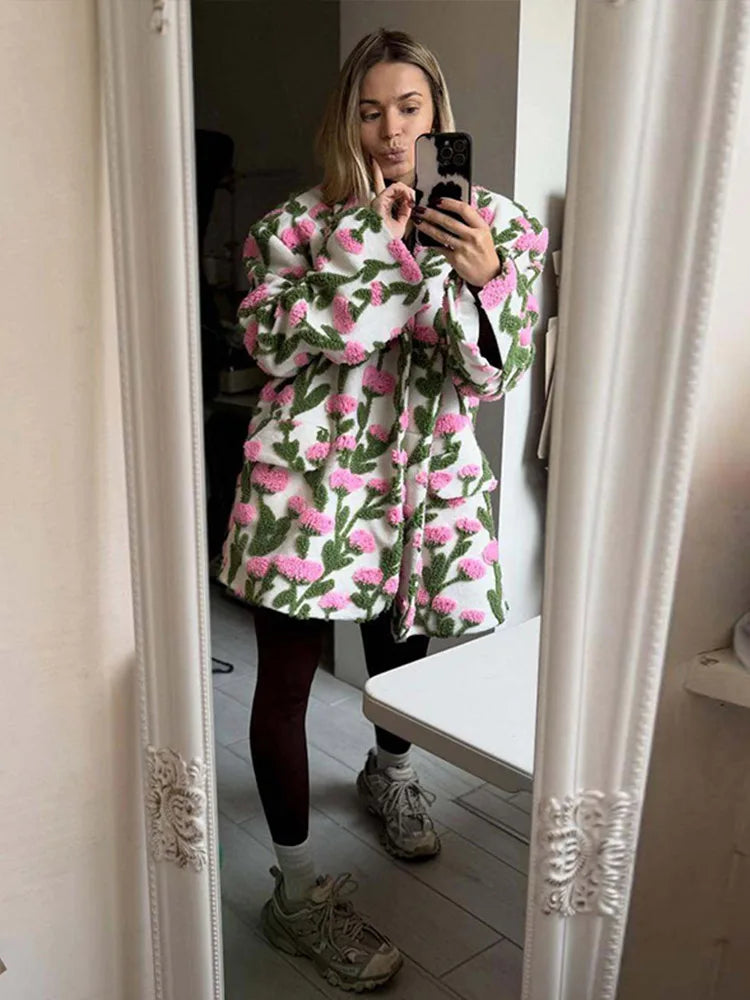 Flower Lamb Fleece Jacket