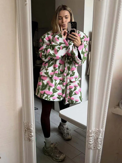 Flower Lamb Fleece Jacket