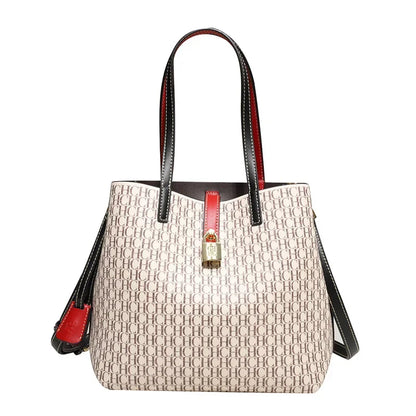 Letter Print Leather Crossbody Bag