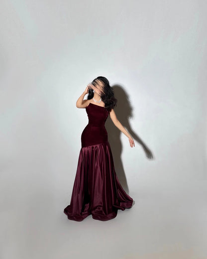 Strapless Satin A-Line Evening Dress