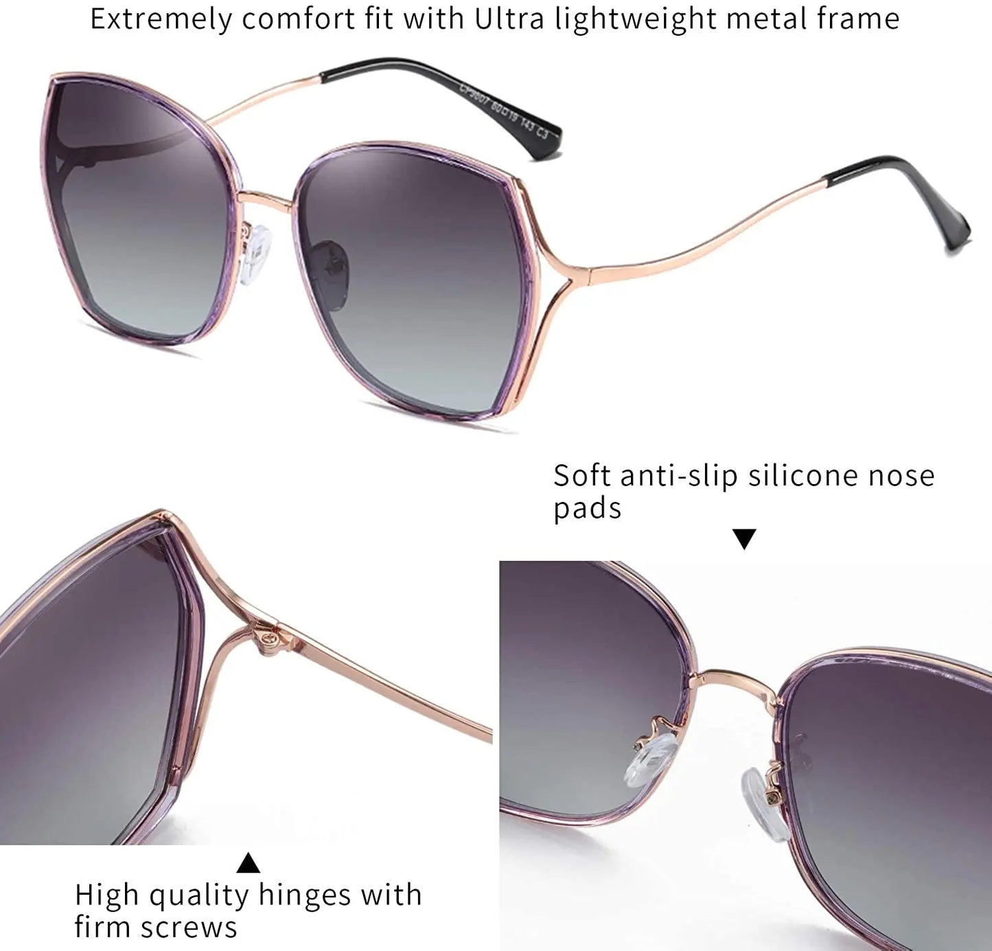 Oversized Polarized Butterfly Sunglasses