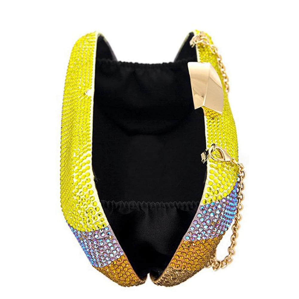 Rainbow Crystal Evening Clutch Bag