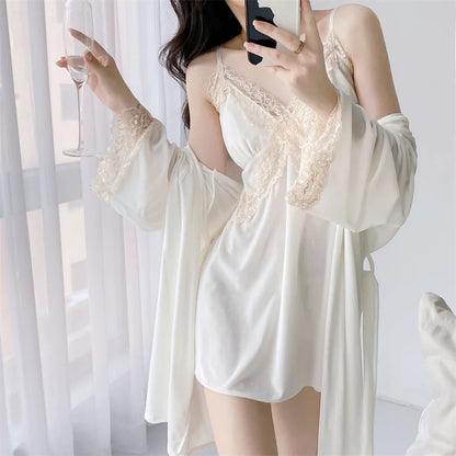 Women Velour Nightgown & Robe Set