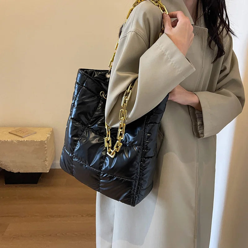 Solid Color Winter Shoulder Bag